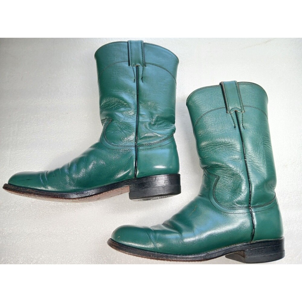 Justin Women's Green Leather Cowboy Boots – Size 4.5 – Made in USA - Picture 2 of 16